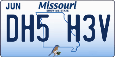 MO license plate DH5H3V