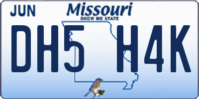 MO license plate DH5H4K