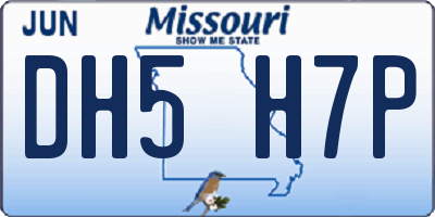 MO license plate DH5H7P