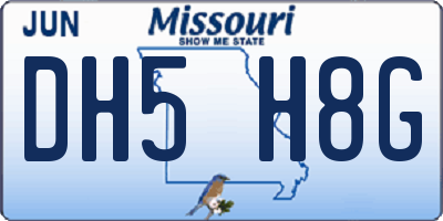 MO license plate DH5H8G