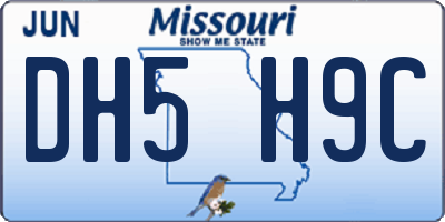 MO license plate DH5H9C