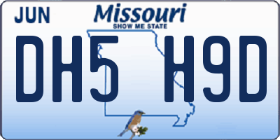MO license plate DH5H9D