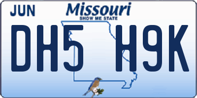 MO license plate DH5H9K