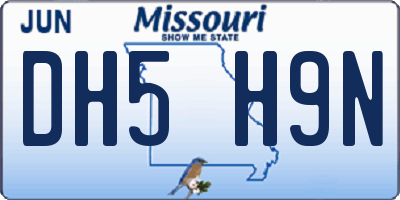 MO license plate DH5H9N
