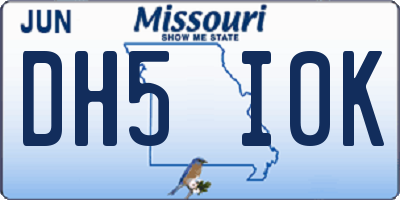 MO license plate DH5I0K