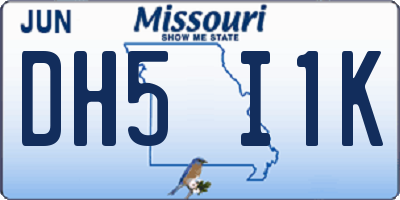 MO license plate DH5I1K