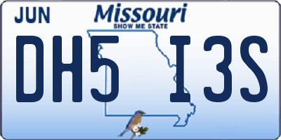MO license plate DH5I3S
