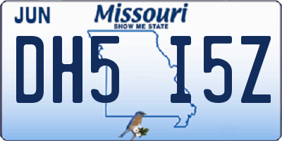 MO license plate DH5I5Z