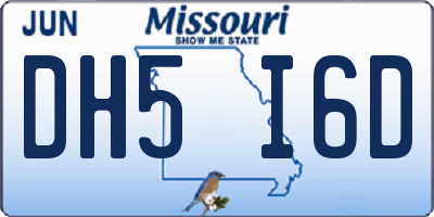 MO license plate DH5I6D