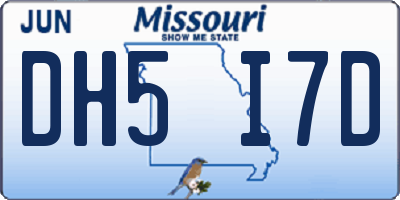 MO license plate DH5I7D