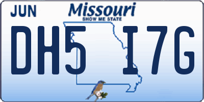 MO license plate DH5I7G