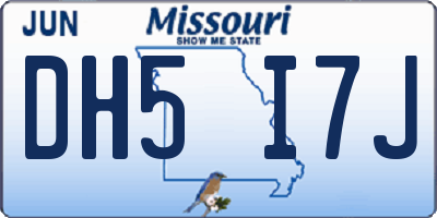MO license plate DH5I7J