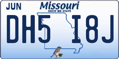 MO license plate DH5I8J