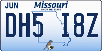 MO license plate DH5I8Z