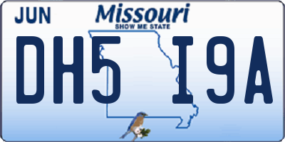 MO license plate DH5I9A