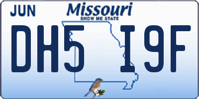 MO license plate DH5I9F