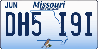 MO license plate DH5I9I