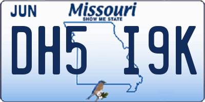 MO license plate DH5I9K