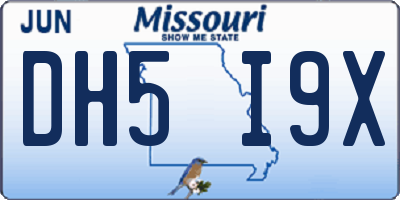 MO license plate DH5I9X