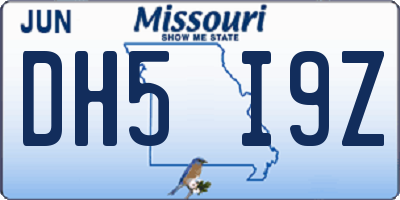 MO license plate DH5I9Z