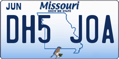 MO license plate DH5J0A