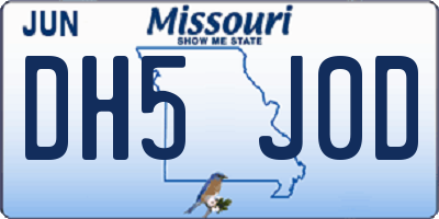 MO license plate DH5J0D