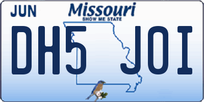MO license plate DH5J0I
