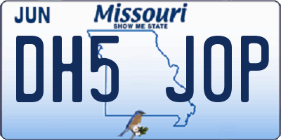 MO license plate DH5J0P