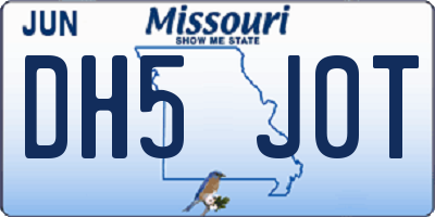 MO license plate DH5J0T