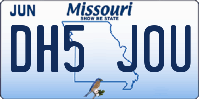 MO license plate DH5J0U