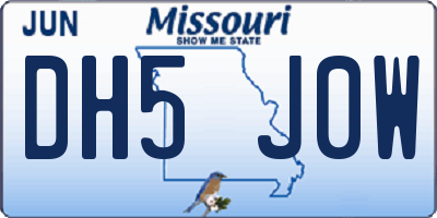 MO license plate DH5J0W