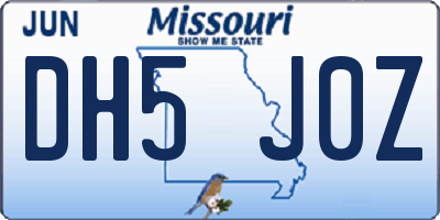 MO license plate DH5J0Z