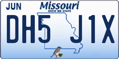 MO license plate DH5J1X