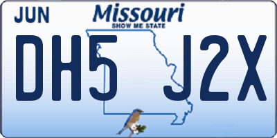 MO license plate DH5J2X