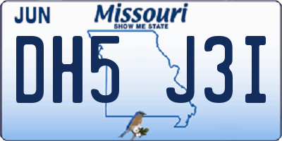 MO license plate DH5J3I