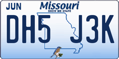 MO license plate DH5J3K