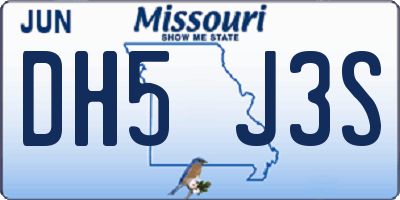MO license plate DH5J3S