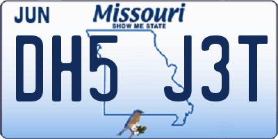 MO license plate DH5J3T
