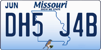 MO license plate DH5J4B
