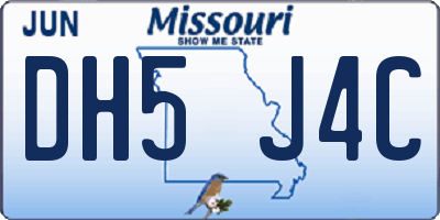 MO license plate DH5J4C