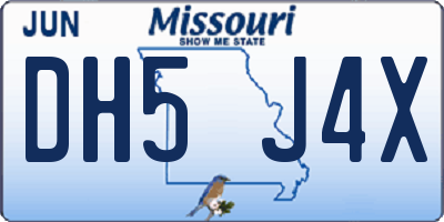 MO license plate DH5J4X
