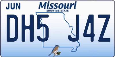 MO license plate DH5J4Z