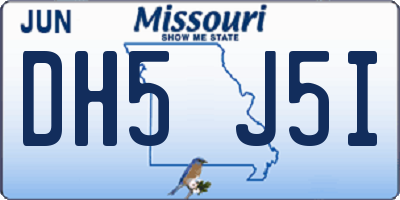 MO license plate DH5J5I