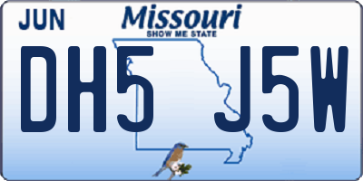 MO license plate DH5J5W