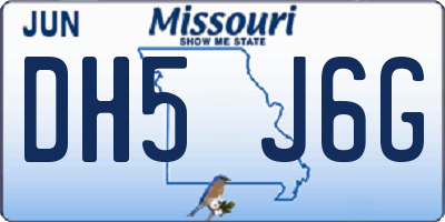 MO license plate DH5J6G