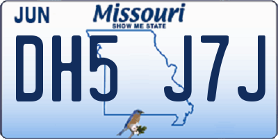 MO license plate DH5J7J