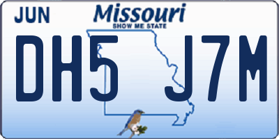 MO license plate DH5J7M