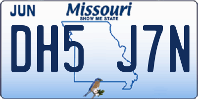 MO license plate DH5J7N