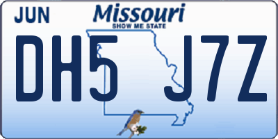 MO license plate DH5J7Z