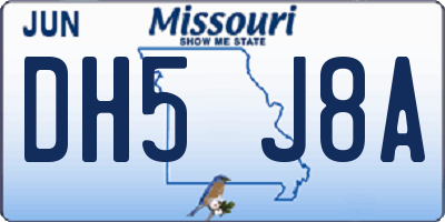 MO license plate DH5J8A